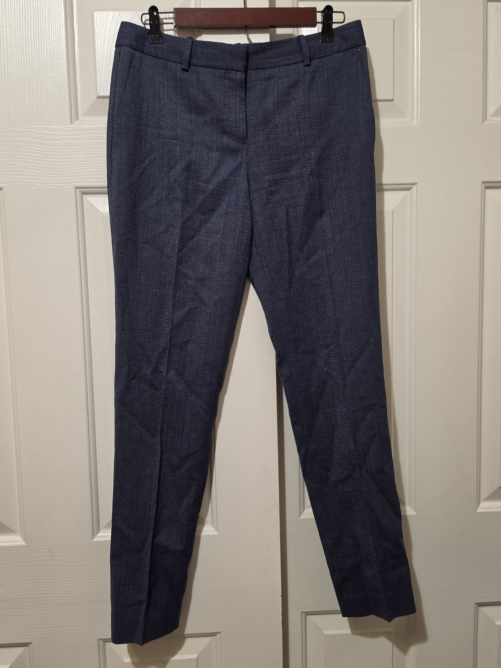 Theory Women's Testra 2B Blue Multi Flat Front 99% Wool Dress Pants Size 6